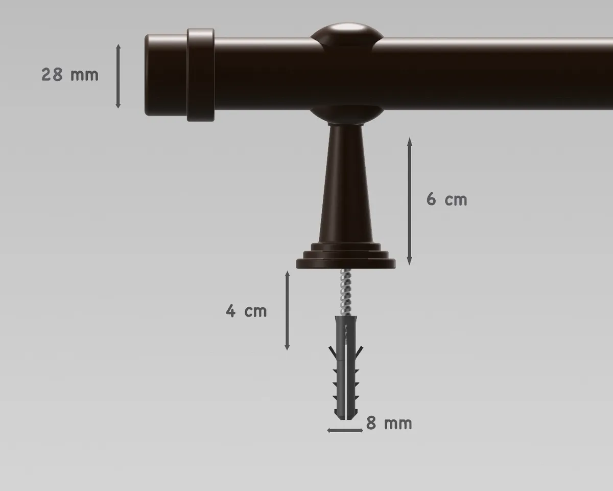 Varão de Cortina 19mm Imbuia 3,00m